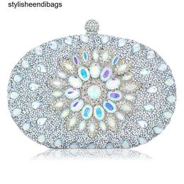 Totes New Desingner Multicolor Bags Royal Fashion Handbags Women Evening Wedding Party Purse Red Crystal Diamond Flower Wallet stylisheendibags