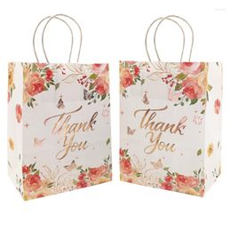 Gift Wrap 5Pcs Thanks You Paper Candy Bags With Flower Birthday Party Cookie Packaging Baby Shower Wedding Decoration Supplies