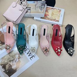 Wedding Dress Shoes Women Pumps High Heels Summer Luxury Brand Lace printed Shoes Designer Wedding Party Sandal Hot Sell size 35-42 red green pink 6 styles