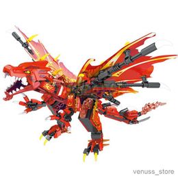 Blocks New 2023 Fire Attack of the Flame Dragons Fightar Titan Season Building Blocks Classic Model Sets Kid R230629