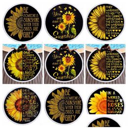 Towel Round Beach Sunflower Printed Picnic Rugs Tassel Yoga Mat Polyester Table Cloth Shawl Blankets 14 Designs Dw5310 Drop Delivery Dhavt