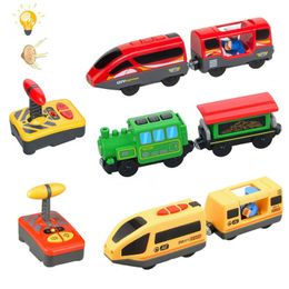 ElectricRC Track Wooden RC Train Railway Accessories Remote Control Electric Train Magnetic Rail Car Fit For All Brands Train Track Toys For Kids 230628