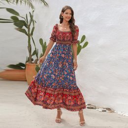 Casual Dresses Summer Bohemia Dress For Women Off The Shoulder Holiday Style Sundress Elegant Maxi Female Clothes Beach Outfits