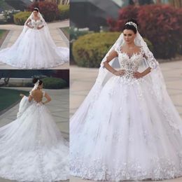 Middle East Arabic Ball Gown Wedding Dresses Cap Sleeves Sweetheart Backless Vintage Lace Appliques Princess 2023 Bridal Gowns