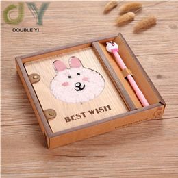 Wholesale Stationery Set Sketchbook Wooden Cover Diary Notebook For Girls