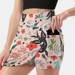 Skirts Around The Garden Women's Skirt Sport Skort With Pocket Fashion Korean Style 4Xl Pattern Flowers Pink Floral