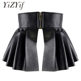 Waist Chain Belts Pleated Skirts Wide Belts Women PU Leather Elastic Wide Waistband Classic Stretch Pleated Skirt Garters Peplum Cinch Belt Skirt 230628