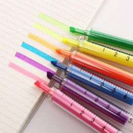 Pens 60Pcs Lovely Kawaii Fluorescent Simulation Syringe Watercolour Pen Highlighters Marker pen Stationery School Supplies