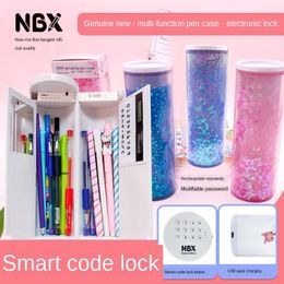 Bags Pencil Case Code Lock Pen Box NBX Password Pencil Case Large Capacity Stationery Box MultiFunction Cylindrical Pencil Box