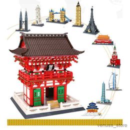 Blocks Architecture Model World Famous Building The Temple of Kyoto Educational Building Block Gate R230629