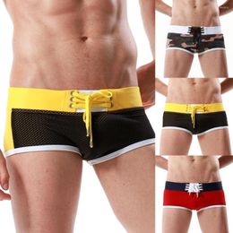 Underpants Swimming Pants For Men Patchwork Sexy Underwear Mens Nylon Men's Brand Stripe Cotton Breathable Bulge Briefs W0321