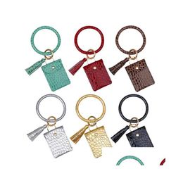 Key Rings New Coin Purse Bracelet Keychain Pu Tassel Leather Stone Pattern Crocodile Card Bag Pendant Drop Delivery Jewellery Dhkmo