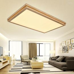 Ceiling Lights Wooden Light Living Room Led Rectangular Minimalist Modern Atmosphere Lamp Nordic Style Solid Wood Bedroom ZH MZ67