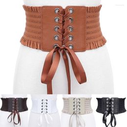 Belts Women Fashion Stretch Belt Tassels Elastic Buckle Wide Dress Corset Waistband Women's High Waist