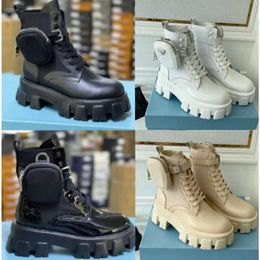 Erkek Tasarımcı Rois Boots Ayak Bileği Martin Çizmeler Ve Naylon Çizme Askeri İlham Veren Savaş Botları Ayak Bileğine Bağlı Naylon Bouch Büyük Boy Çantalı NO43