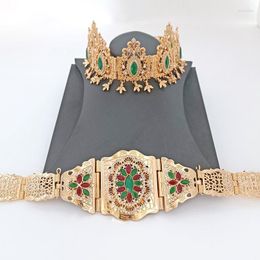 Necklace Earrings Set Moroccan Women Wedding Jewellery Abaya Waist Chain Gown Belt Bridal Hair Muslim National Bijoux