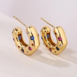 Stud Earrings Arrive Vintage Light Luxury Mirror Glod Plating Hoop For Women High Quality C-Shaped Design Earring Jewelry Gift