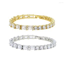 Charm Bracelets 5A White Cubic Zirconia Iced Out Bling Women Jewelry Geometric Half Round Rectangle CZ Tennis Bracelet