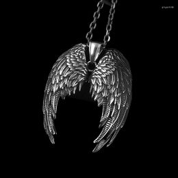 Pendant Necklaces Drop Cool Stuff Stainless Steel Fashion Retro Angel Wing Men's Necklace Trendy Jewelry Trend 2023 Gifts