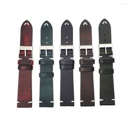 Watch Bands Leather Watchband Oil Wax Accessories 18mm 20mm 22mm Vintage Strap 5 Colors Quick Release Handmade