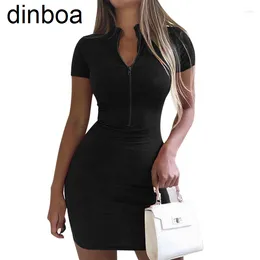 Casual Dresses Dinboa Selling Plus Size Women's Fashion Summer Cotton Tight Fit Sexy Knitted Coloured