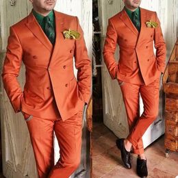 Smart Casual Mens Pants Suits Double Breasted Groom Best Man Coat Business Wedding Blazer Tuxedos Jacket Pants
