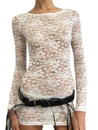 Casual Dresses Sexy Lace Sheer Dress For Women - Elegant Crew Neck Long Sleeve Bodycon Party Perfect As Beach Swim Cover Up Or Summer