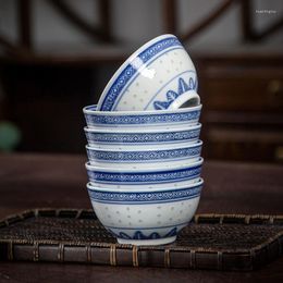 Bowls Blue And White Porcelain Bowl Household Rice Chinese Orchid Traditional Ceramic Old Style Dessert