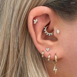 Hoop Earrings 1PC Cartilage Septum Daith Piercing Earing Bling CZ Round Ear Bone Tragus Buckle Ring For Women Men