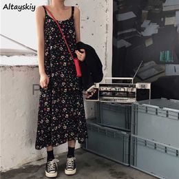 Party Dresses L4XL Dress Women Summer Floral Chic Girls Sundress Sleeveless Loose Waist Ulzzang Elegant Female Clothes Vacation Y2k Allmatch x0629