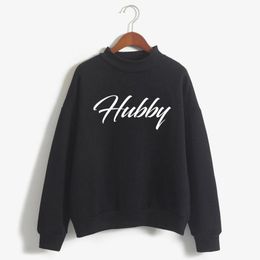 Women s Jackets Hubby letters Print Woman Sweatshirt Sweet Korean O neck Knitted Pullover Thick Autumn Winter Candy Colour Women Clothes 230628