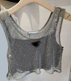 Triangle Badge Diamond Tank Tops Womens Sling 2 Pcs Set Camis for Women Sexy Sleeves Summer Vest Fashion design288cc