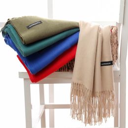 Scarves Fashion Solid Colour Women Scarf Winter Hijabs Tassale Tassels Long Lady Shawls Cashmere Like Pashmina Wraps 2023