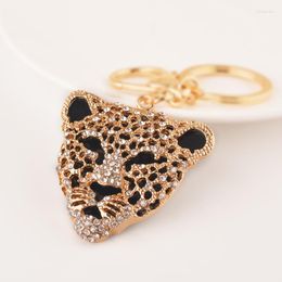 Keychains Animal Leopard Keychain Shine Crystal Keyring Women Men Jewelry Car Charms Brand Llaveros Z126