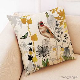 Cushion/Decorative Spring Flowers Birds Decorative Cushion Covers for Sofa Car Decor Print Cushion Cover Cases R230629