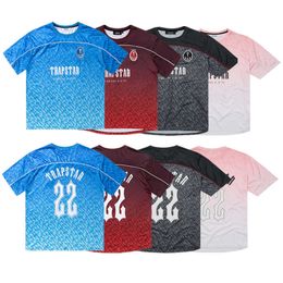 Mens Trapstar T-shirts Football Jersey Logo No.22 Printed Short Sleeved Breathable Hip Hop Streetwaer 6chm