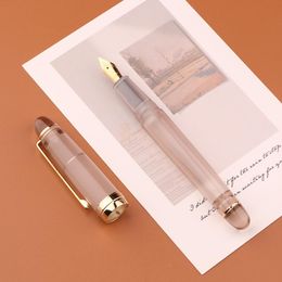 Pens Majohn S7 Resin Fountain Pen Matte Transparent/Brown LargeCapacity Dropper Filling Pen EF/F Nib Iraurita Nib Ink Pen Gift Set