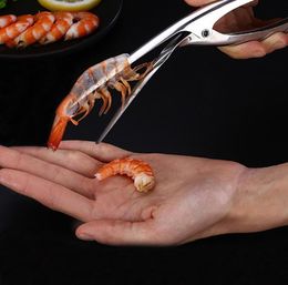 Stainless Steel Shrimp Peeler Prawn Shrimp Deveiner Fishing Knife Lobster Shell Remover Peel Device Kitchen Seafood Tools SN4173