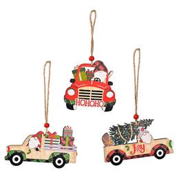 Christmas Decorations Tree Hanging Ornaments Wooden Car Pendant New Year Gifts Xmas Accessories Home Xbjk2109 Drop Delivery Garden F Dhknr