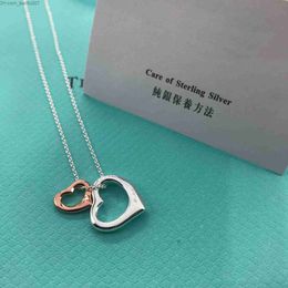 Pendant Necklaces High-quality 100% sterling silver Summer Heart Double Heart Rose Gold necklace pendant Banquet ladies Jewellery lovers Z230629