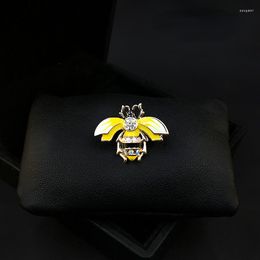 Brooches Cute Cartoon Yellow Bees Brooch Suit Coat Clothes Decorative Corsage Versatile Pin Elegant Accessories Women Rhinestone Jewelry