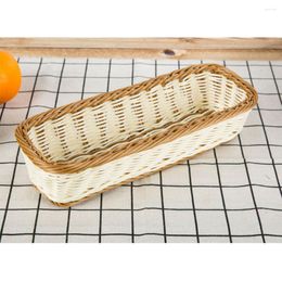 Dinnerware Sets Woven Plate Basket Imitation Rattan Rectangular Kitchen Utensil Organizer Drawers