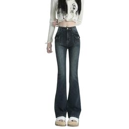 Vintage Boyfriend Style Flare Jeans Summer Fall Low Waist Jeans For Women Slim Fit Bell Bottom Pants Denim Mopping Pants