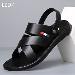 Sandals for Man Fashion Outdoor Korean Genuine Leather Indoor House Platform Male Beach Shoes Casual Men In Summer 230629