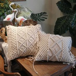 Cushion/Decorative cushion cover case geometric pattern cotton with tassels sofa throw home decor