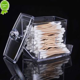 New Cotton Swab Storage Box Makeup Organizer Transparent Plastic Box Organizador Cosmetics Jar Bathroom Bedroom Cotton Pad Storage