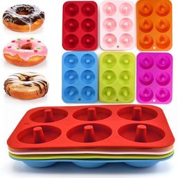 Silicone Donut Mould Baking Pan DIY Doughnuts 6 graid Mould Maker Non-stick Silicone Cake Mould Pastry Baking Tools SN6232