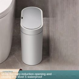 Waste Bins 8L7L Smart Sensor Trash Can Automatic Household Electronic Trash Can Kitchen Trash Bin Toilet Waterproof Narrow Seam Sensor Bin 230628