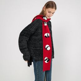 Шарфы осень зима 2023 модный узор панды женский шарф ретро китайский стиль кашемир как вязаный маленький