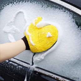 Glove Car Washing Gloves Soft Microfiber Coral Strong Water Absorption Car Body Cleaning Glove Auto Clean Supplies R230629